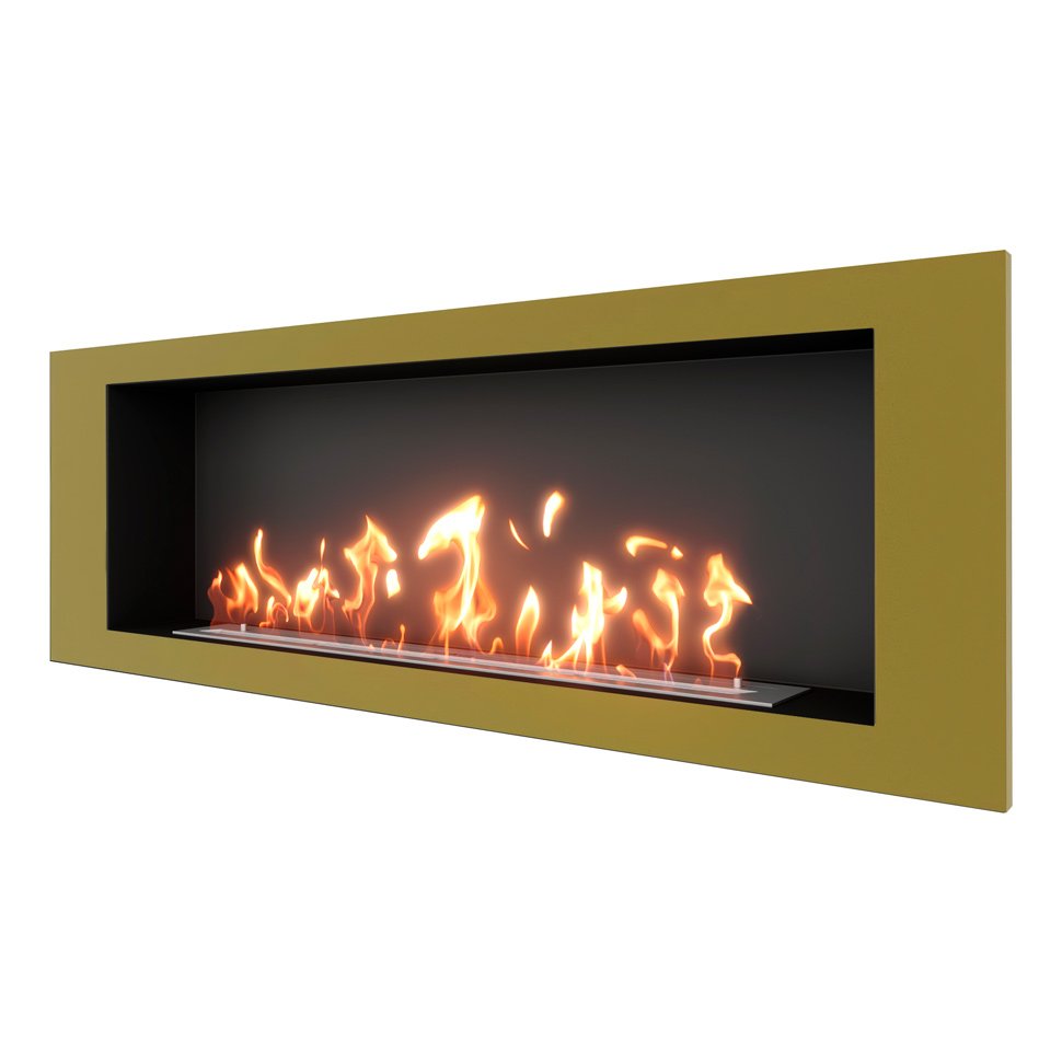 Биокамин встраиваемый SteelHeat LONG 1500 с рамкой цвет латунь Биокамин встраиваемый SteelHeat LONG 1500 с рамкой цвет латунь