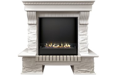 Биокамин в портале Firezo Pierre luxe Белый, Сланец белый, стандарт
